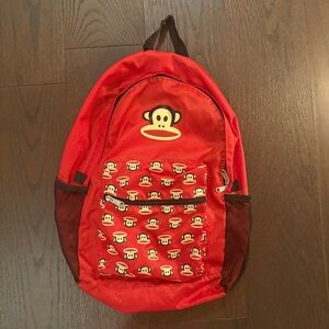 Red Paul Frank Backpack with Monkey Print